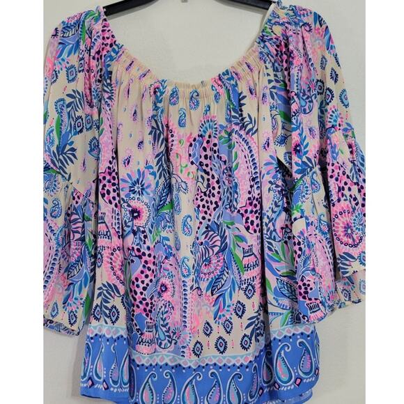 Lilly Pulitzer Top Womens Large Nevie Off Shoulder Macadamia Haute Nature NWOT - Picture 5 of 12